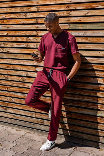 The Mens Straight Leg Scrub Pants - Burnt Cherry