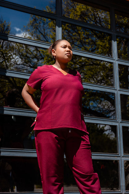 The Marie Women's Scrub Top - Burnt Cherry