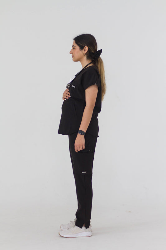 Maternity Straight Leg Scrub Pants - Black - Meraki Scrubs