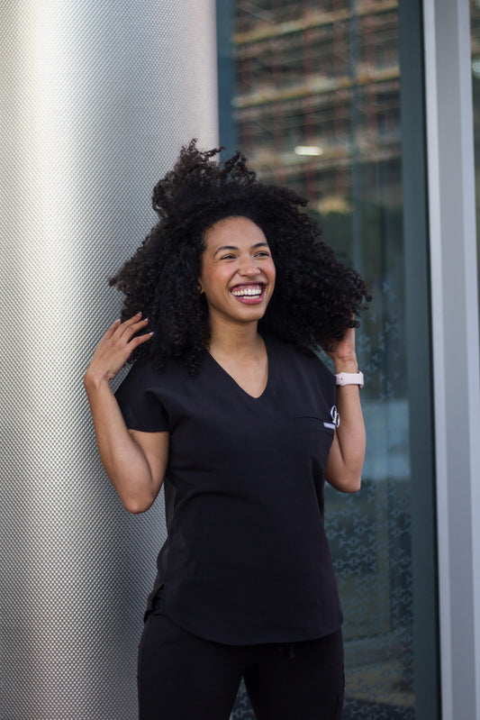 The Coco Women's Scrub Top - Black - Meraki Scrubs