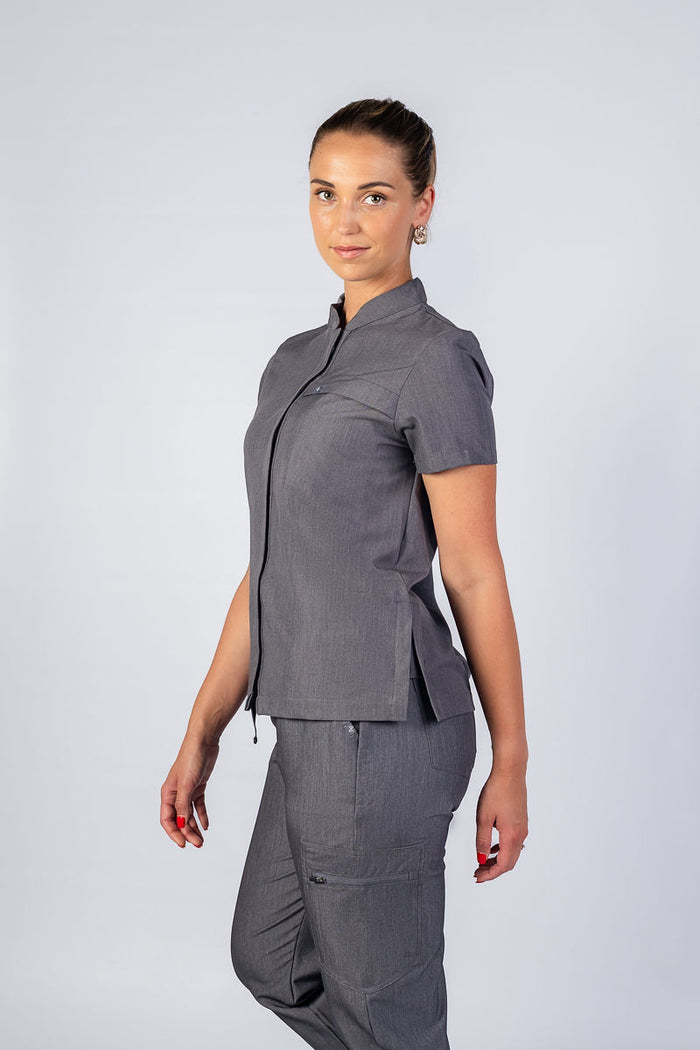 The Charlotte Women's Scrub Top - Graphite - Meraki Scrubs