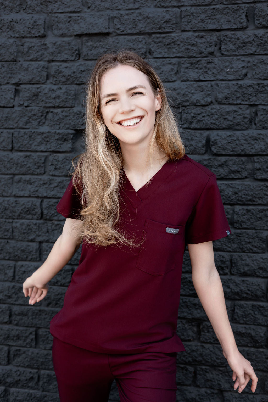 The Penny Women's Scrub Top - Burnt Cherry