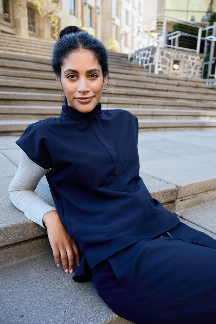 The Emma Women's Scrub Top - Navy - Meraki Scrubs