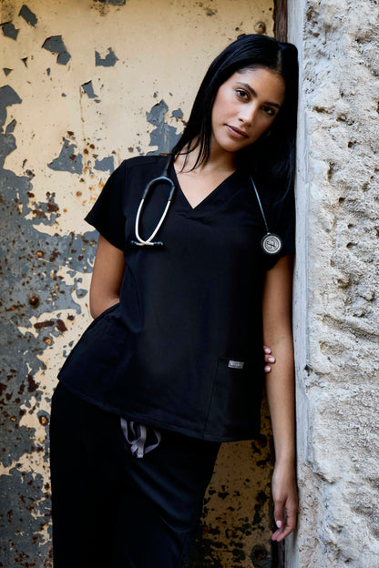 The Marie Women's Scrub Top - Black