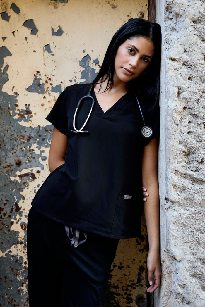 The Marie Women's Scrub Top - Black - Meraki Scrubs