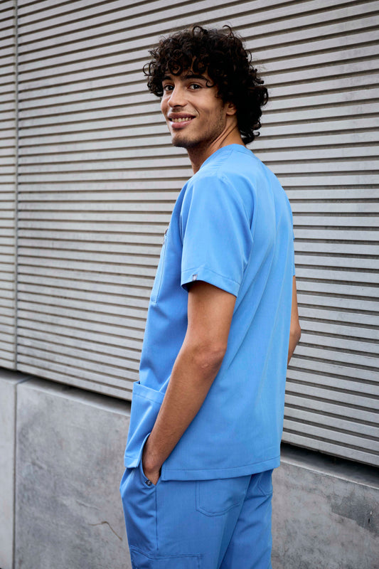 The Alexander Men's Scrub Top - Cool Marine