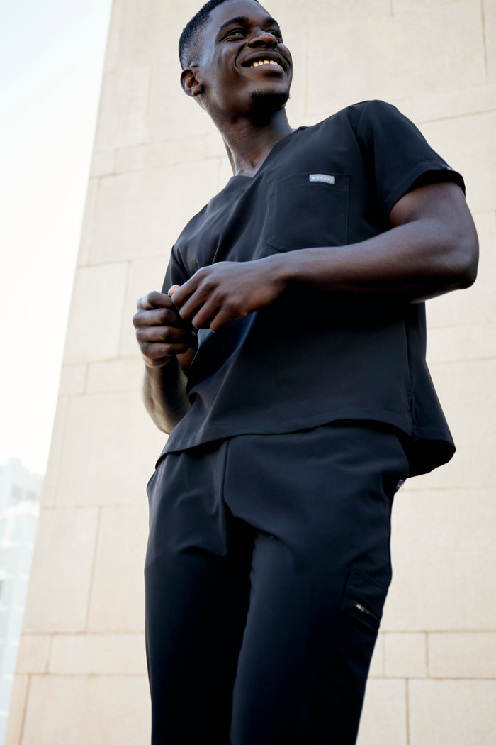 The Chris Men's Scrub Top - Black - Meraki Scrubs