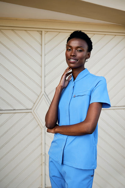 The Charlotte Women's Scrub Top - Cool Marine