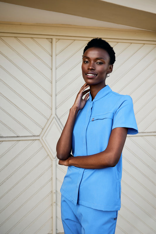 The Charlotte Women's Scrub Top - Cool Marine