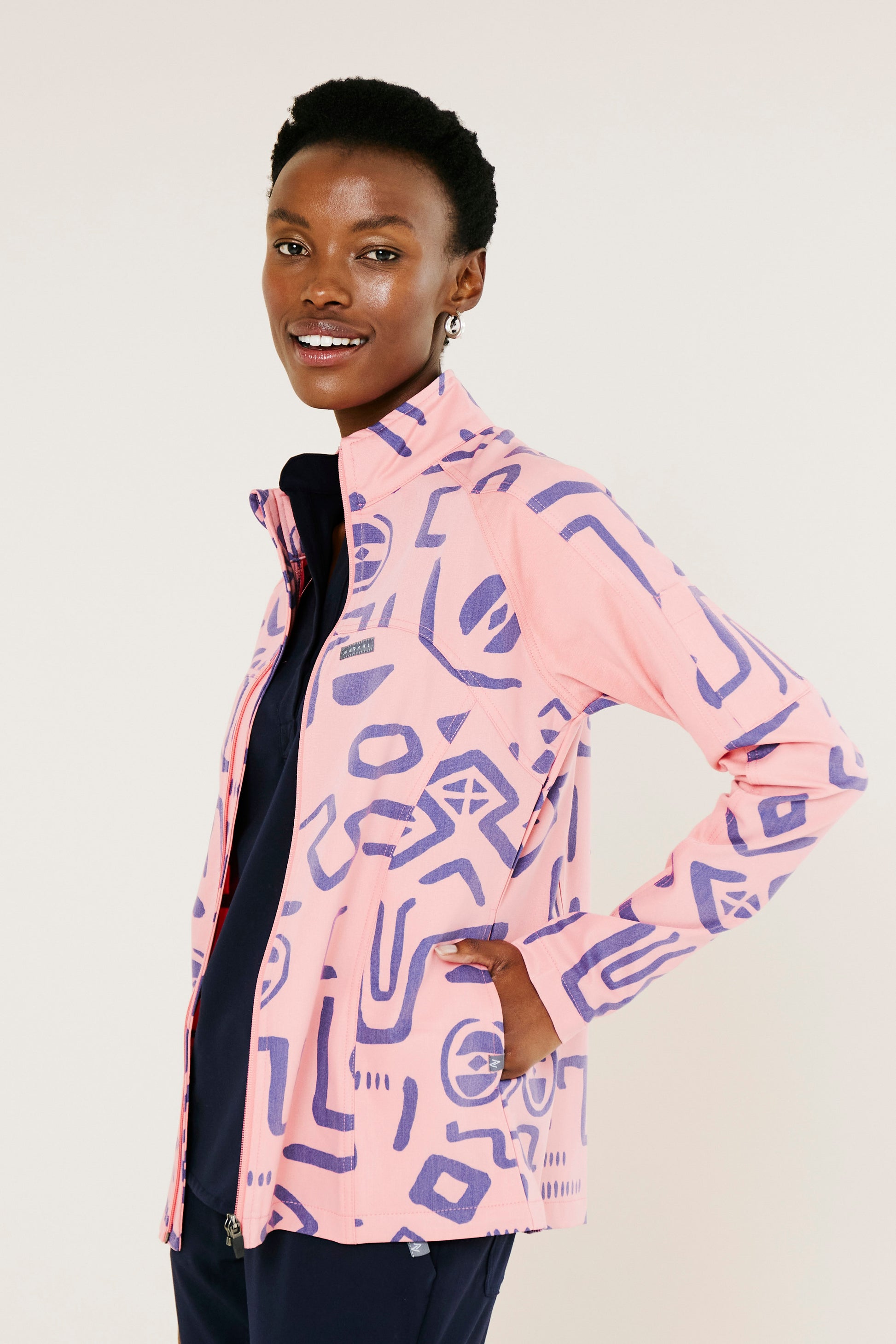 The Lilian Scrub Jacket - Shaka Print - Meraki Scrubs