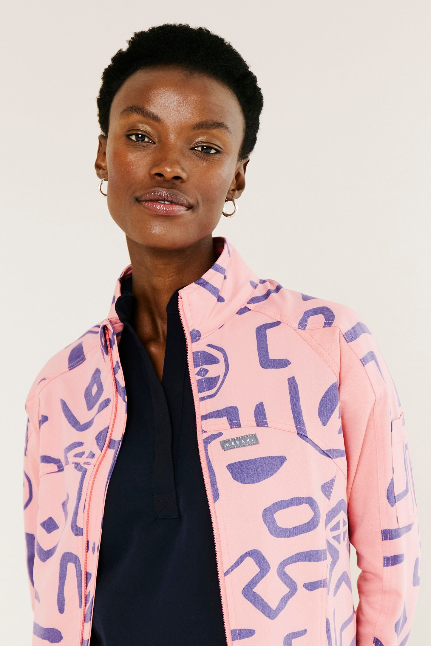 The Lilian Scrub Jacket - Shaka Print - Meraki Scrubs