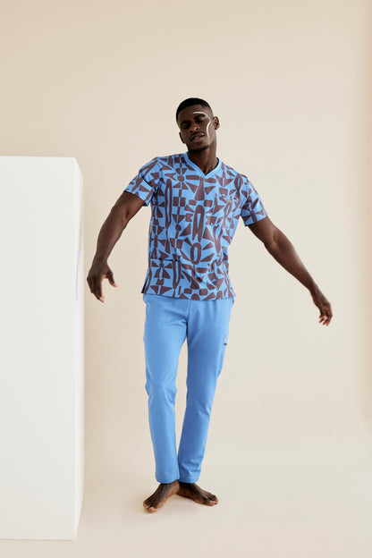 The Alexander Men's Scrub Top - Makeba Print