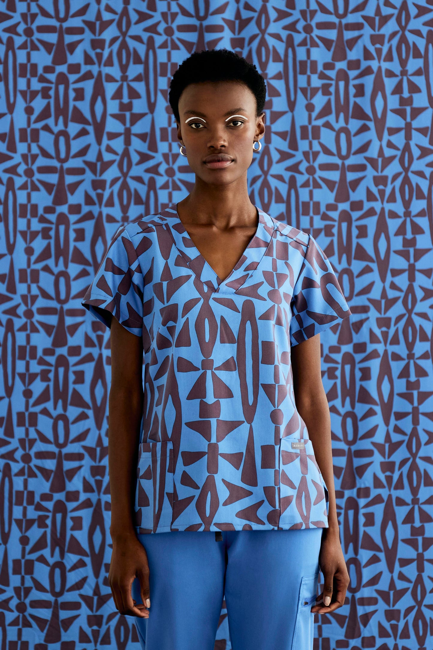 The Marie Women's Scrub Top - Makeba Print