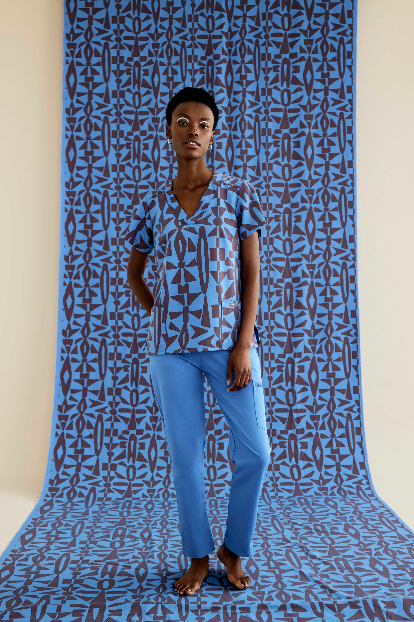 The Marie Women's Scrub Top - Makeba Print