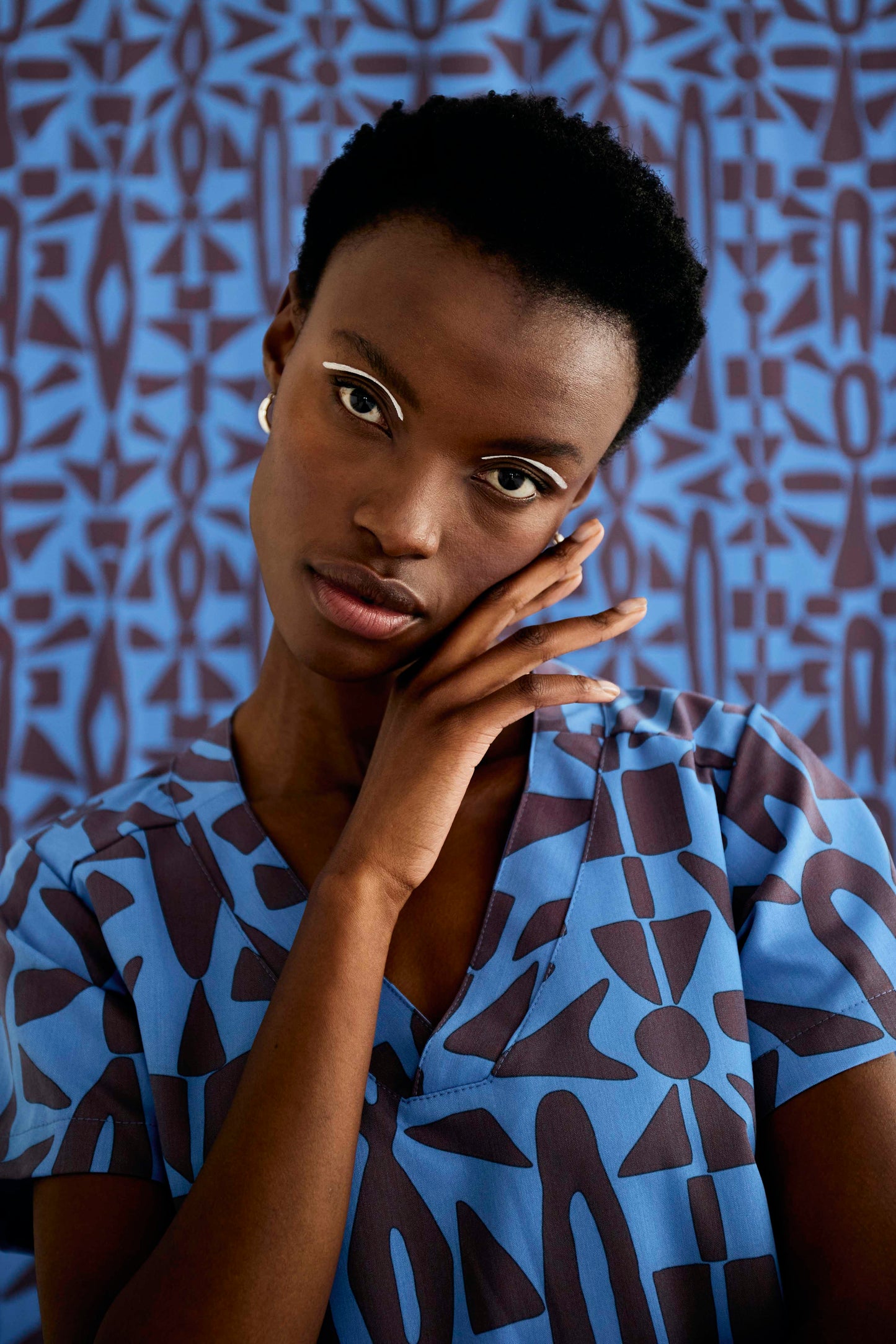 The Marie Women's Scrub Top - Makeba Print