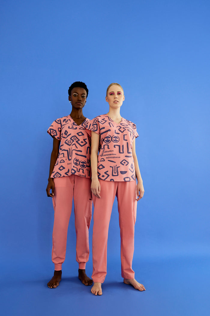 The Coco Women's Scrub Top - Shaka Print - Meraki Scrubs