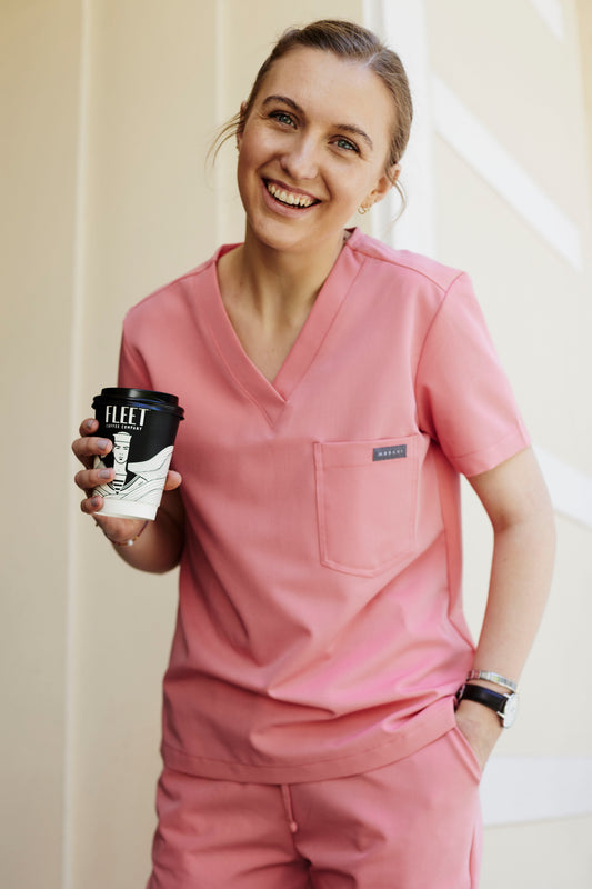 The Penny Women's Scrub Top - Coral