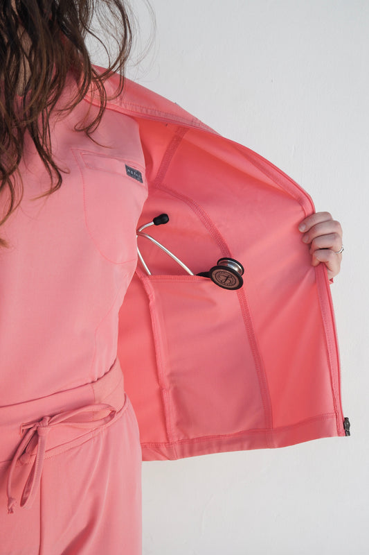 The Lilian Scrub Jacket - Coral