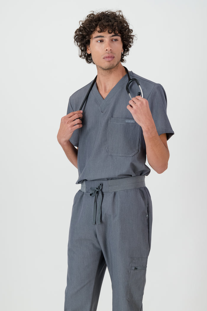 The Chris Men's Scrub Top - Graphite - Meraki Scrubs