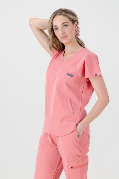 The Coco Women's Scrub Top - Coral