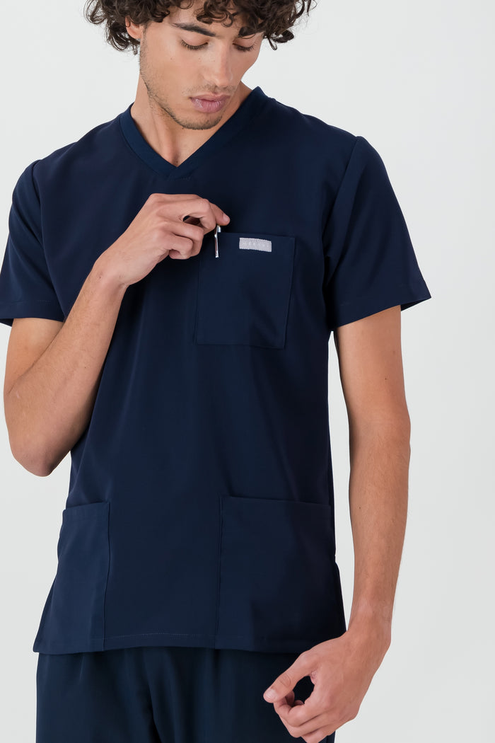 The Alexander Men's Scrub Top - Navy - Meraki Scrubs