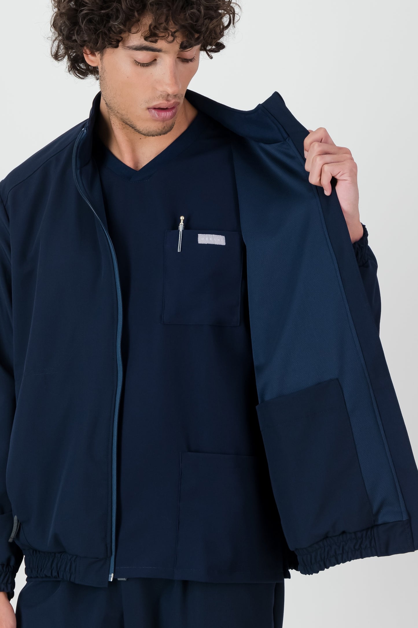 The Albert Men's Scrub Jacket - Navy