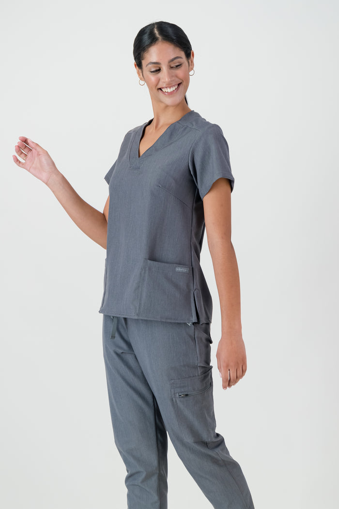 The Marie Women's Scrub Top - Graphite - Meraki Scrubs