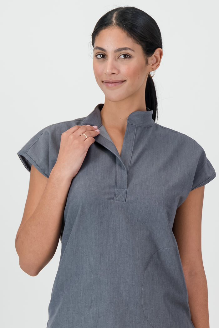 The Emma Women's Scrub Top - Graphite - Meraki Scrubs
