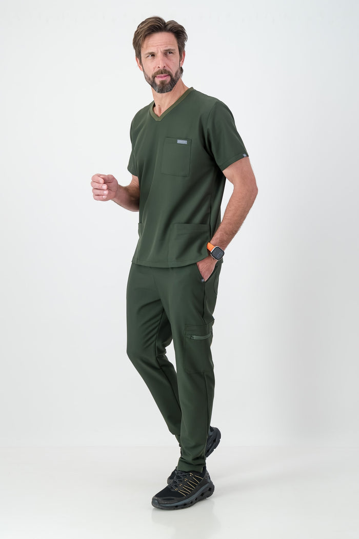 The Alexander Men's Scrub Top - Bonsai - Meraki Scrubs