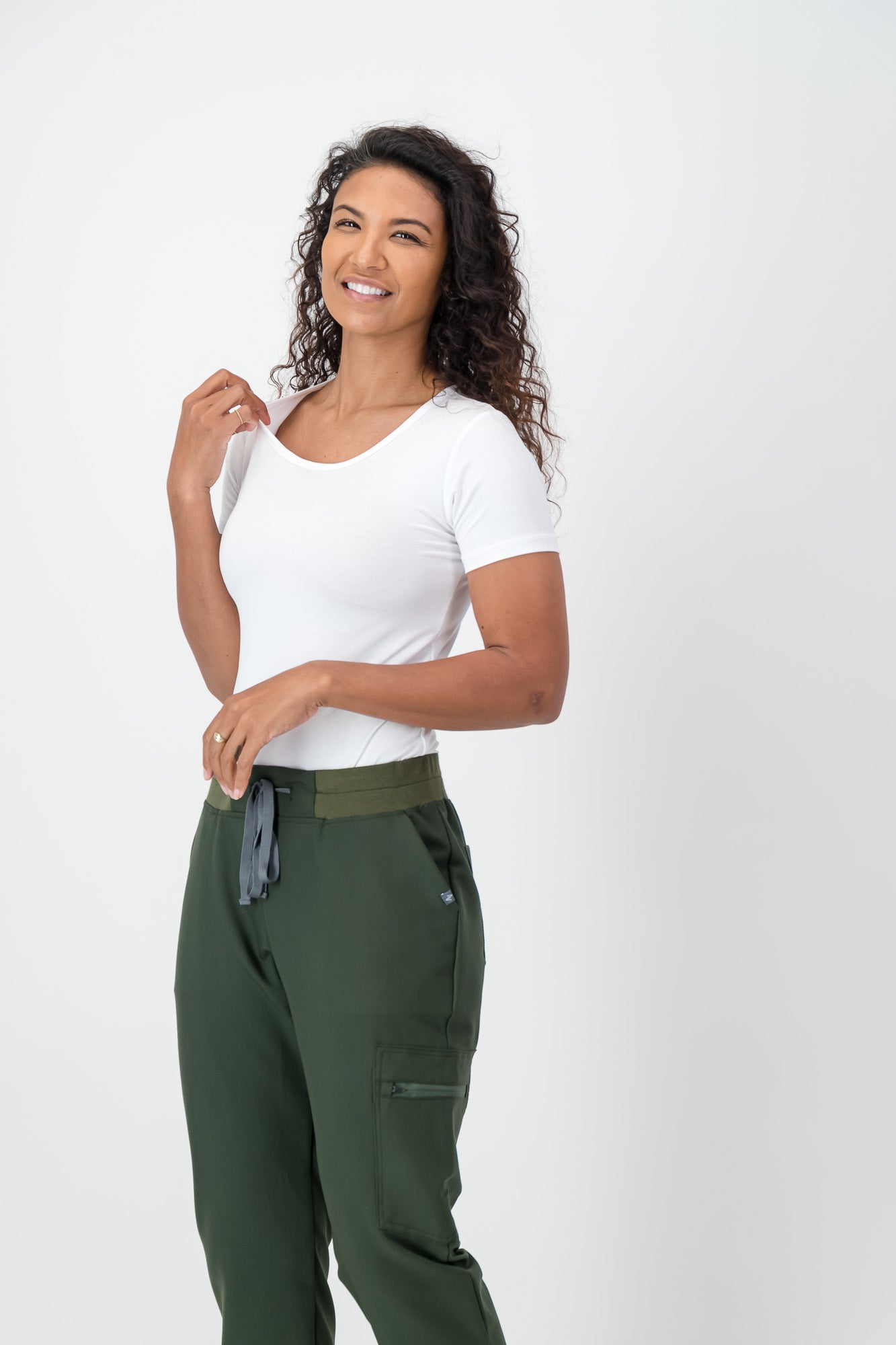 Ladies Short-sleeve Underscrub - White