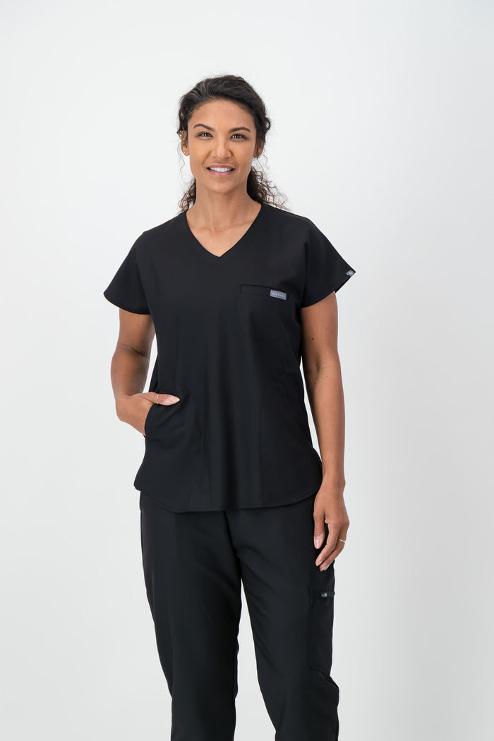 The Coco Women's Scrub Top - Black - Meraki Scrubs