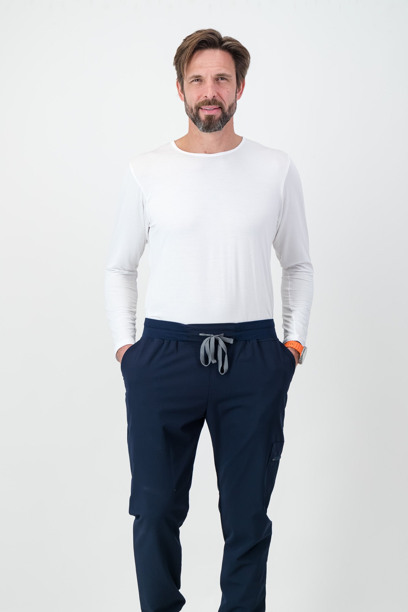 Men's Long-sleeve Underscrub - White