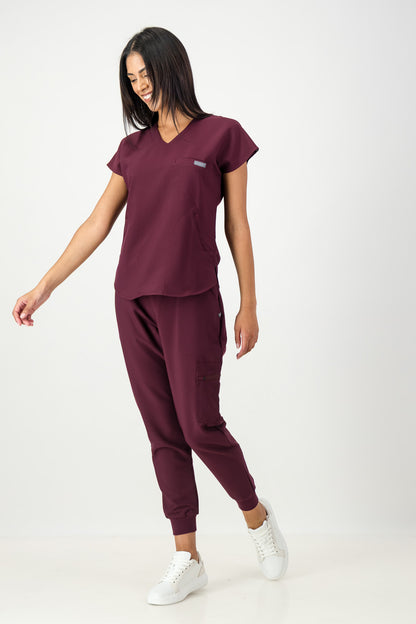 The Coco Women's Scrub Top - Burnt Cherry