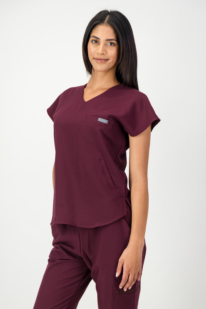 The Coco Women's Scrub Top - Burnt Cherry - Meraki Scrubs