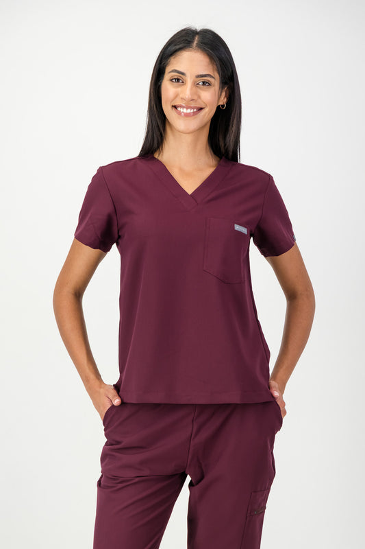 The Penny Women's Scrub Top - Burnt Cherry