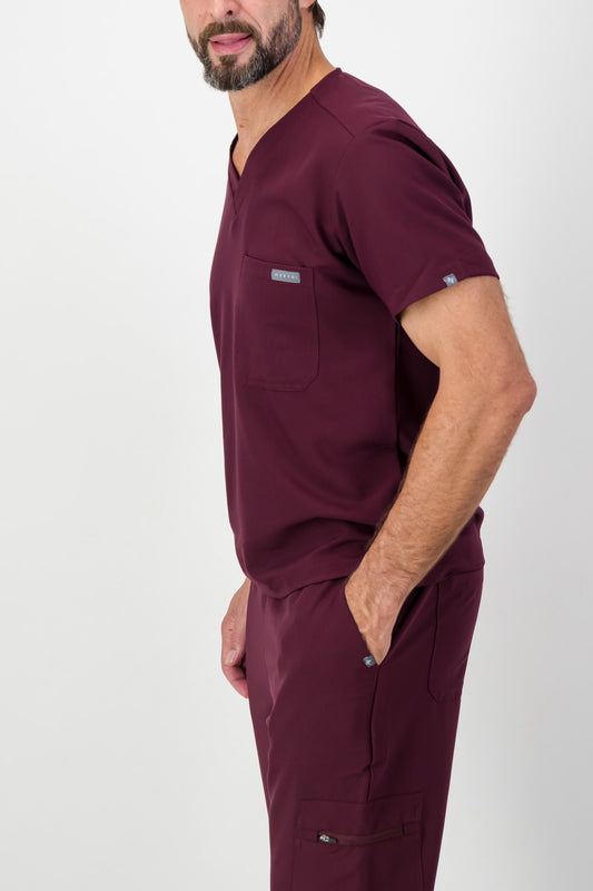 The Chris Men's Scrub Top - Maroon