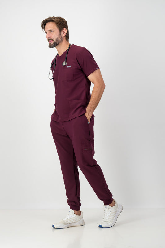 The Mens Scrub Jogger - Burnt Cherry