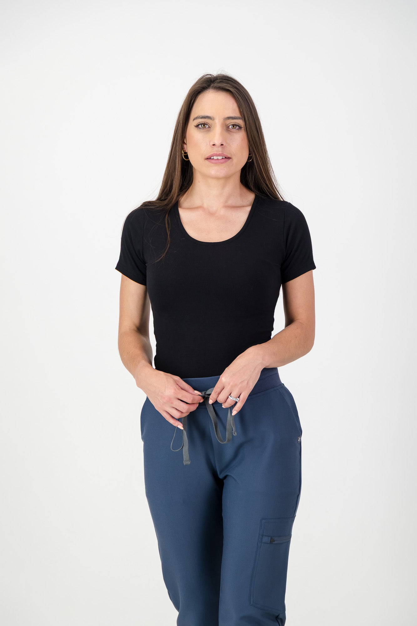 Ladies Short-sleeve Underscrub - Black Rib