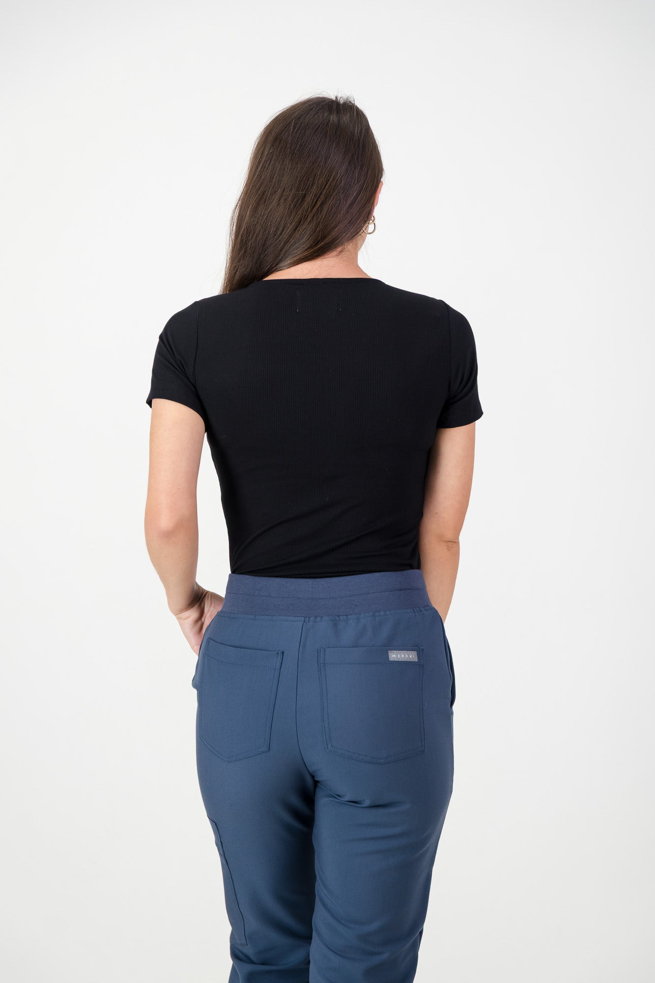 Ladies Short-sleeve Underscrub - Black Rib