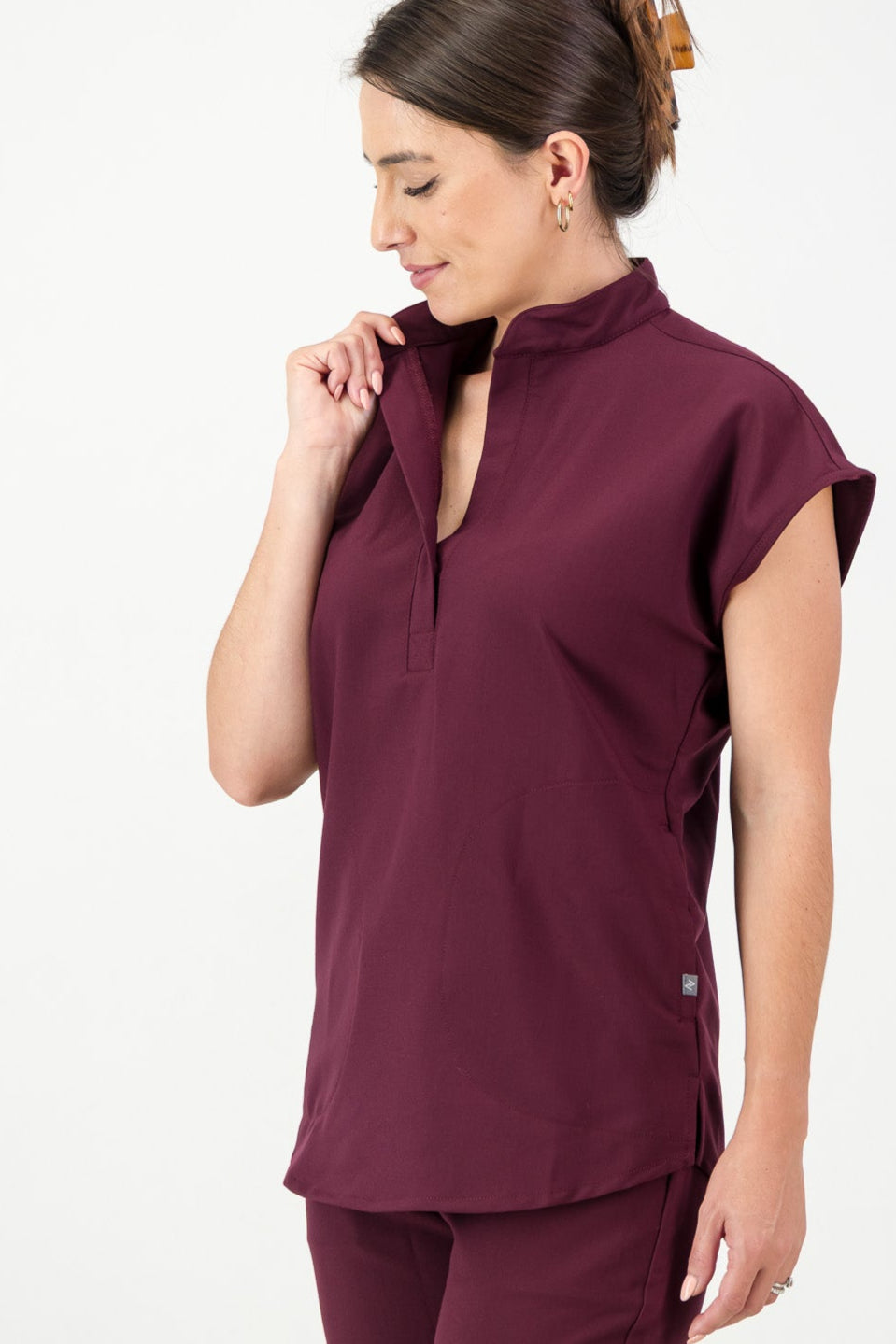 The Emma Women's Scrub Top - Burnt Cherry