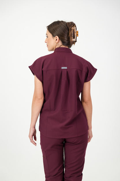 The Emma Women's Scrub Top - Burnt Cherry