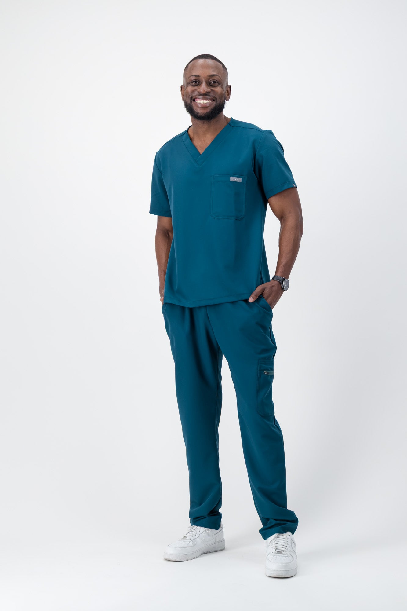 The Chris Men's Scrub Top - Lagoon - Meraki Scrubs