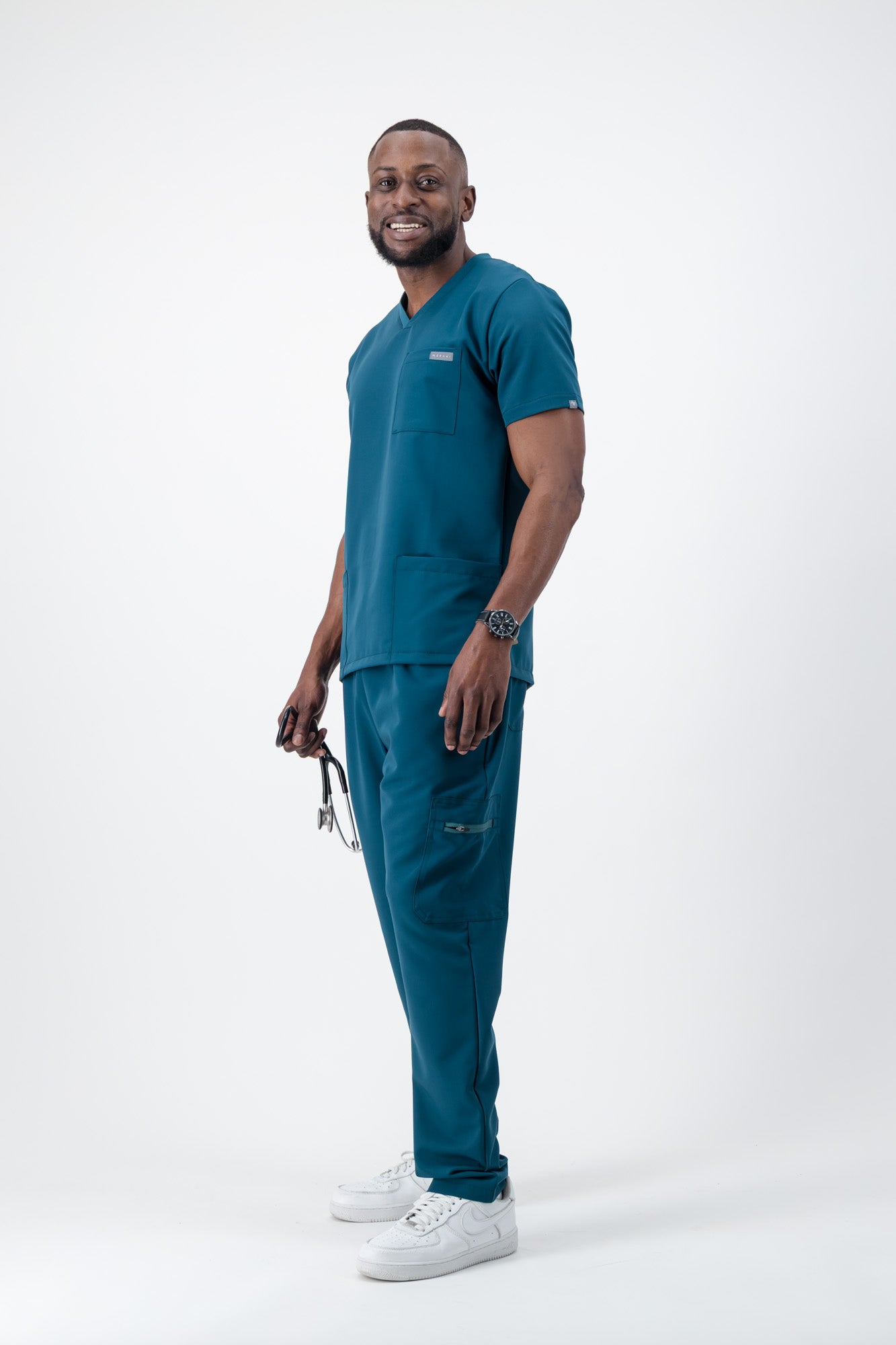 The Alexander Men's Scrub Top - Lagoon - Meraki Scrubs