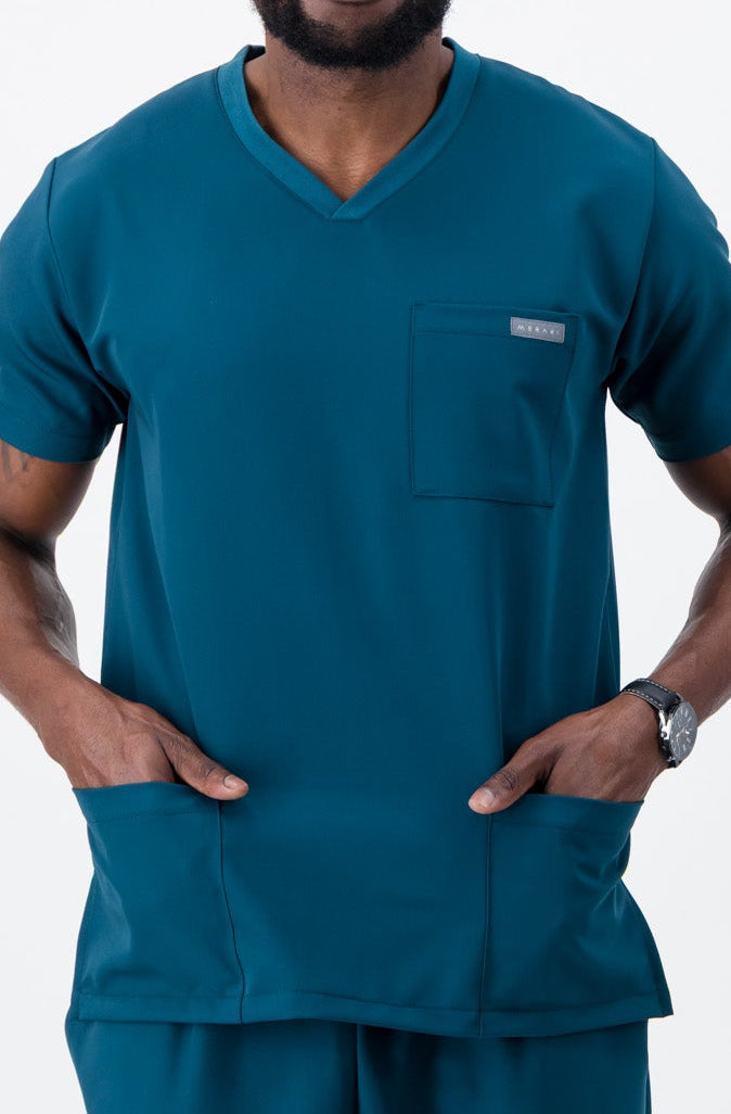 The Alexander Men's Scrub Top - Lagoon - Meraki Scrubs