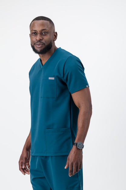 The Alexander Men's Scrub Top - Lagoon - Meraki Scrubs