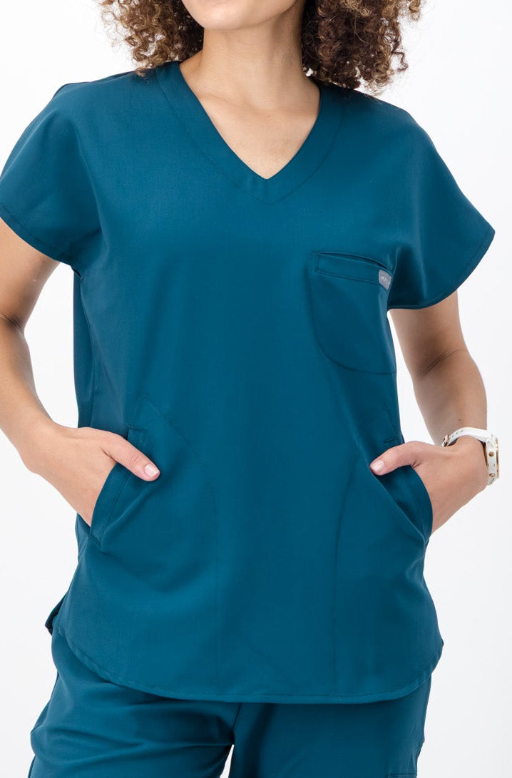 The Coco Women's Scrub Top - Lagoon - Meraki Scrubs