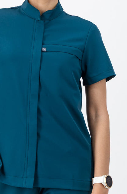 The Charlotte Women's Scrub Top - Lagoon - Meraki Scrubs