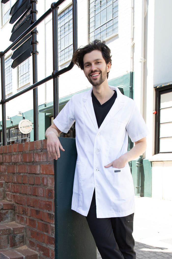 The Edison Unisex Short Sleeve Lab Coat - Meraki Scrubs