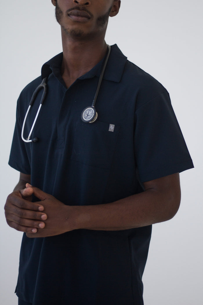 The Newton Golfer Scrub Top - Navy - Meraki Scrubs