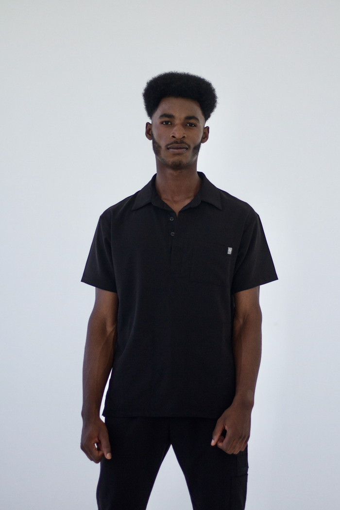 The Newton Golfer Scrub Top - Black - Meraki Scrubs